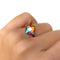 Multicoulored diamond shaped crystal electroformed copper ring | Custom size