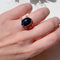 Faceted blue goldstone double band silver plated ring | size US5 / ES10