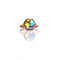 Hexagon shaped multicolored crystal electroformed copper ring | Custom size