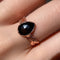 Black spinel leaf band electroformed copper ring | size US6,5 / ES14