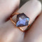 Chocolate moonstone double band electroformed copper ring | size US6,5 / ES13