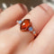 Orange kyanite & crystals electroformed copper ring | size US 6,5 / ES 13