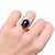 Faceted blue goldstone double band silver plated ring | size US5 / ES10