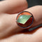 Circled prehnite chalcedony electroformed copper ring | Size US5,5 / ES11