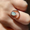 Aqua chalcedony drop circle electroformed copper ring | Size US5,5/ES12