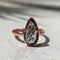 Quartz Rutile faceted drop electroformed copper ring | size US7 / ES15