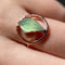 Circled prehnite chalcedony electroformed copper ring | Size US5,5 / ES11